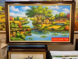Tranh đồng quê, tranh phong cảnh làng quê yên bình