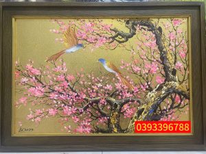 Tranh sơn dầu hoa đào - Tranh sơn dầu phong cảnh đẹp