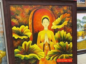 Tranh hoa sen, tranh sơn dầu hoa sen đẹp