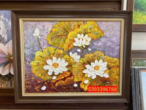 Tranh hoa sen, tranh sơn dầu hoa sen đẹp