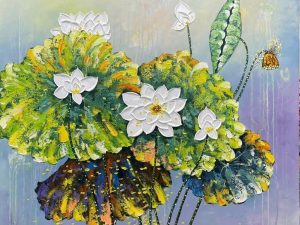 Tranh hoa sen, tranh sơn dầu hoa sen đẹp