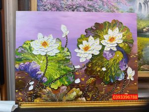 Tranh hoa sen, tranh sơn dầu hoa sen đẹp