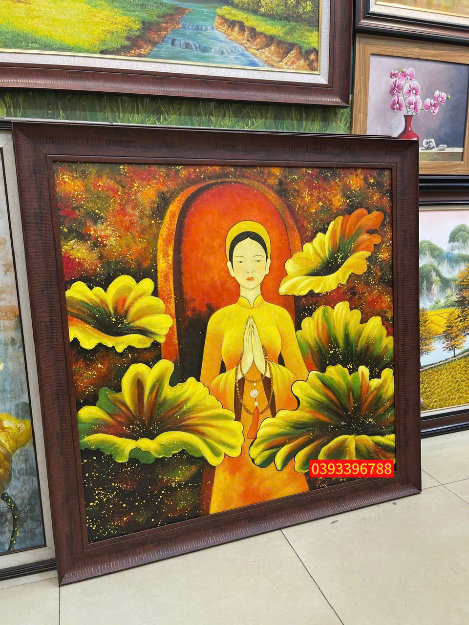 Tranh hoa sen, tranh sơn dầu hoa sen đẹp