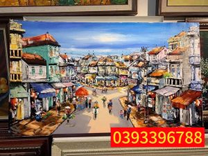 Tranh phố cổ - Tranh sơn dầu Hà Nội, tranh phong cảnh