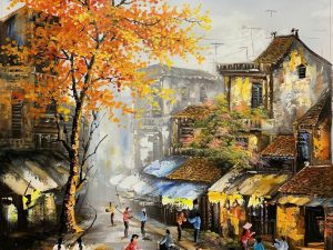 Tranh phố cổ - Tranh sơn dầu Hà Nội, tranh phong cảnh