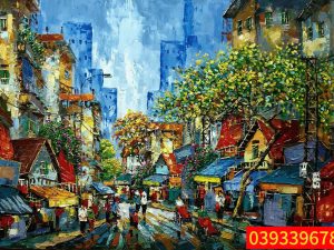 Tranh phố cổ - Tranh sơn dầu Hà Nội, tranh phong cảnh
