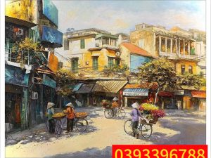 Tranh phố cổ - Tranh sơn dầu Hà Nội, tranh phong cảnh