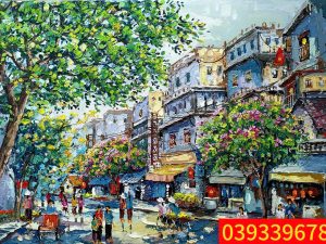 Tranh phố cổ - Tranh sơn dầu Hà Nội, tranh phong cảnh