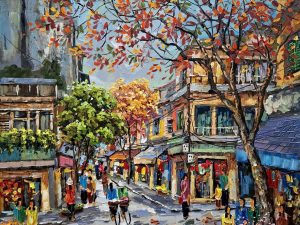Tranh phố cổ - Tranh sơn dầu Hà Nội, tranh phong cảnh
