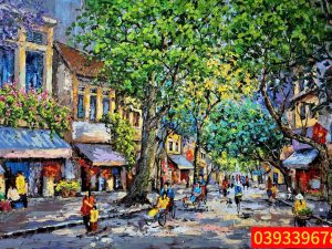 Tranh phố cổ - Tranh sơn dầu Hà Nội, tranh phong cảnh