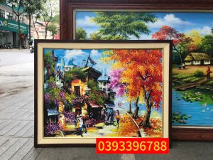 Tranh phố cổ Hà Nội - Phố cổ mùa thu Hà Nội