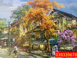 Tranh sơn dầu phố cổ Hà Nội - Tranh sơn dầu phong cảnh
