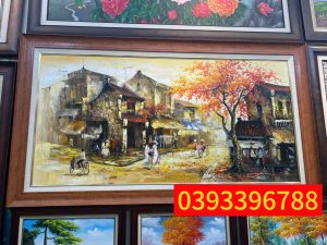 Tranh sơn dầu phố cổ Hà Nội xưa đẹp - Tranh phong cảnh