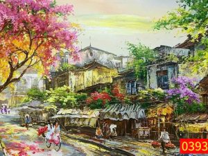 Tranh sơn dầu phố cổ Hà Nội - Tranh sơn dầu phong cảnh stt01