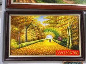 Tranh phong cảnh Châu Âu mùa thu đẹp lãng mạn, tranh sơn dầu