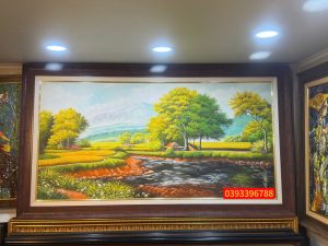 Tranh phong cảnh - Tranh sơn dầu phong cảnh sông núi thiên nhiên