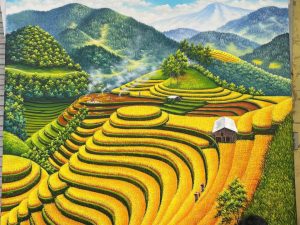 Tranh ruộng bậc thang mùa lúa chín - tranh phong cảnh Tây Bắc