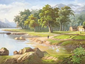 Tranh phong cảnh rừng núi Châu Âu cao cấp