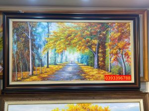 Tranh phong cảnh mùa thu lá vàng, tranh sơn dầu phong cảnh đẹp