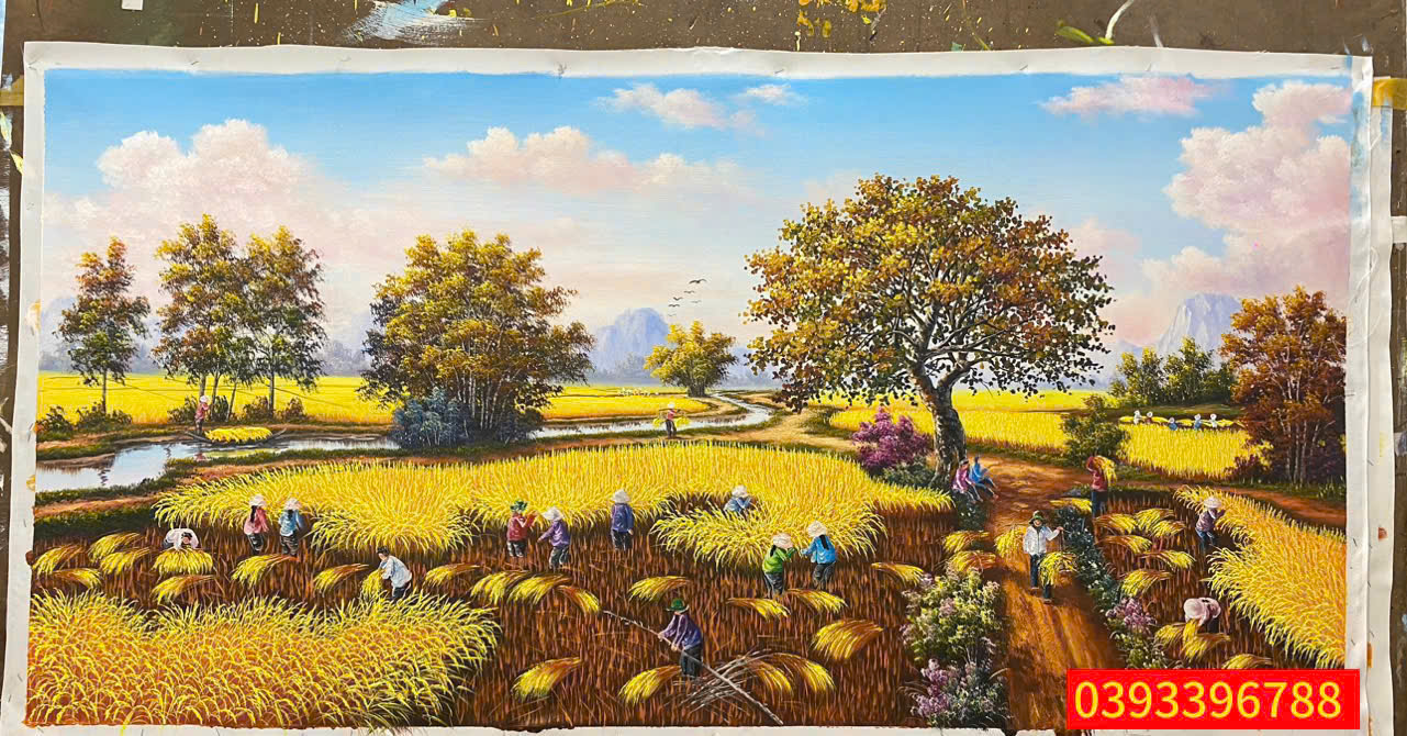 Tranh phong cảnh Tây Bắc - Tranh sơn dầu ruộng bậc thang