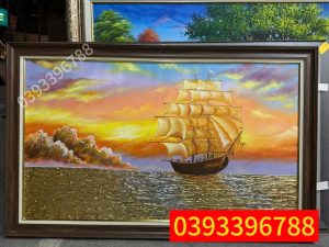 Tranh thuận buồm xuôi gió đẹp, tranh sơn dầu phong cảnh