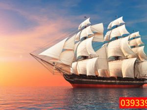 Tranh thuận buồm xuôi gió đẹp, tranh sơn dầu phong thuỷ