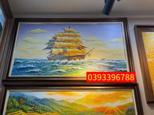 Tranh thuận buồm xuôi gió đẹp, tranh sơn dầu phong cảnh